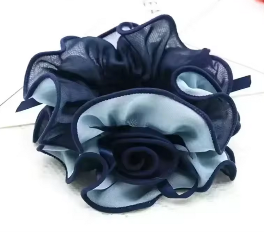 AMELIA - Satin Side Flower Scrunchie