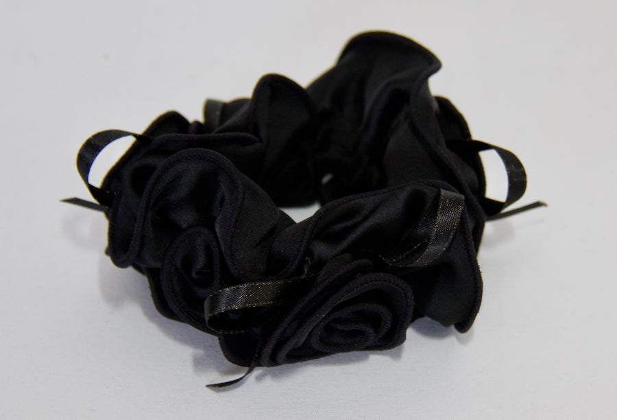 AMELIA - Satin Side Flower Scrunchie