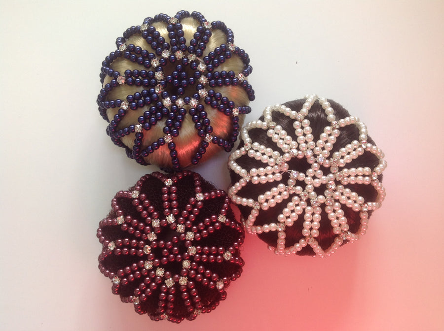 Pearl and Crystal Beaded Bun Nets